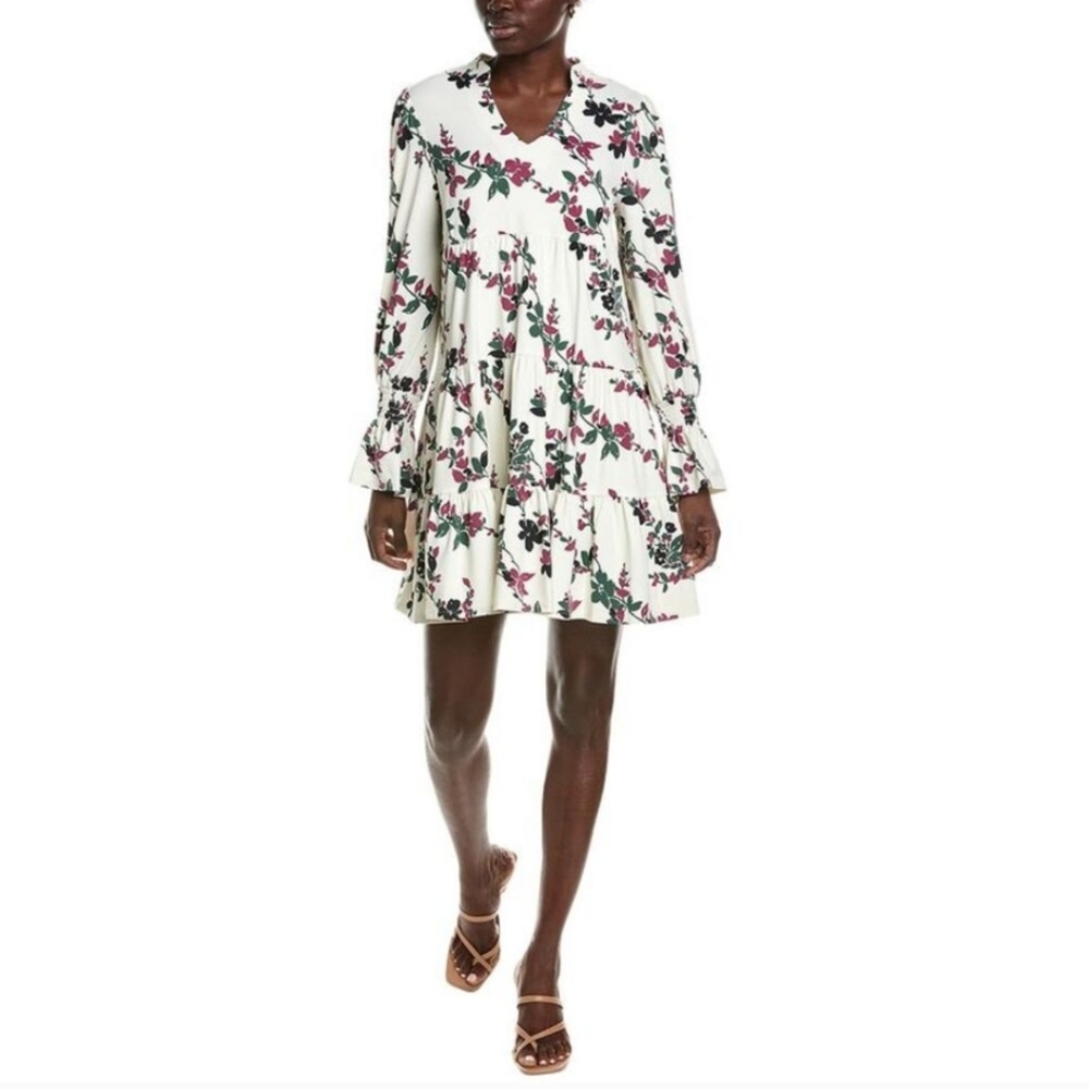 Jude Connally Tammi Cherry Blossom Print Tiered Mini Dress Sz Small
